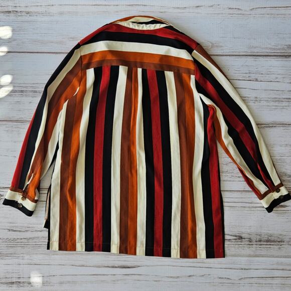 Primark Vertical Stripe Brown and Rust Blouse sz 10 - Picture 3 of 4
